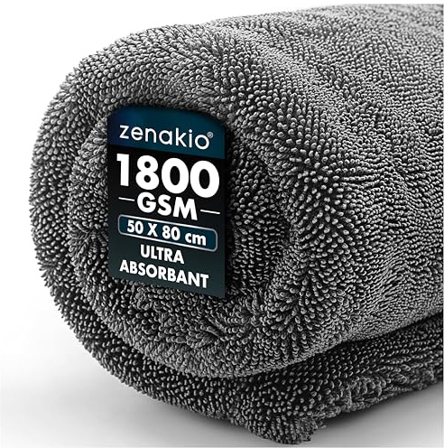 ZENAKIO Panno Microfibra Auto 50x80 cm Ultra Assorbente Grigio | Ideale per detailing auto · Asciugatura rapida · Elevata capacità assorbente · Morbido e delicato sulle superfici