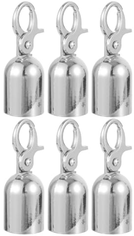 FRCOLOR 6 Stück Metall Seilendstopper aus Zinklegierung Seilendkappen mit Haken Verschleißfest und Bruchbeständig für Geländer und Absperrseile im Außenbereich
