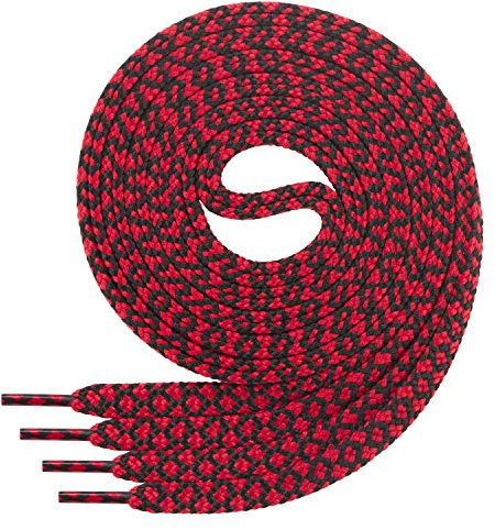 Di Ficchiano 1 Paar SCHNÜRSENKEL flach 7mm breit für Sneaker Sportschuhe Lederschuhe - flache Schuhbänder sehr reißfest - Shoe Laces Farbe: schwarz rot 90cm