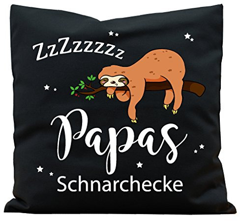 Wandtattoo-Loft Kissen Bedruckt Papas Schnarchecke Faultiers Baumwolle 40 x 40 cm / 17 Stoff schwarz