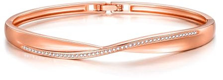 Philip Jones Bracciale Rigido ad Arco Placcato in Oro Rosa Creato con Cristalli Zircondia®
