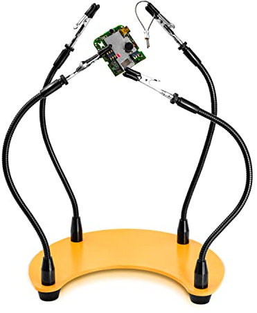 Fstop Labs Helping Hands Soldering Tool, Third Hand Soldering PCB Holder Tool, Four Arms Helping Hands Crafts Jewelry Hobby Workshop Helping Station Non-slip Steel Weighted Base