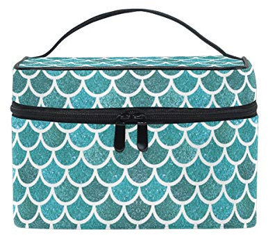 Moyyo Mermaid Scales Glitter Fish Hanging Makeup Bag Large Cosmetic Case Cosmetic Organizer Cosmetic Beauty Bag Travel Makeup Case Toiletry Organizer Bag Makeup Bags for Teenage Girls Kid Women