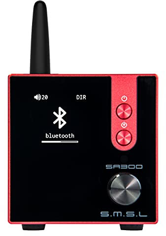 S.M.S.L SA300 Amplificatore digitale HiFi, chip MA12070 di Infineon 80W x 2 amplificatore di potenza classe D, ingresso RCA USB Bluetooth 5.0 APTX, modalità EQ multiple con telecomando (Rosso)