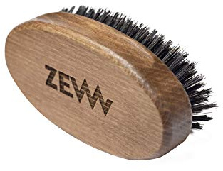 ZEW FOR MEN® Bartbürste aus FSC-zertifieziertem Buchenholz aus den Karpaten, echte Stachelschweinborsten auf pneumaitschem Kissen, ideal für Bartstyling, Pflege, Struktur