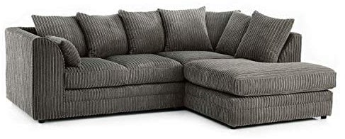 CHICAGO JUMBO CORD CORNER SOFA 5 COLOURS - LEFT/RIGHT HAND (Charcoal Grey, Right Hand Corner Sofa)