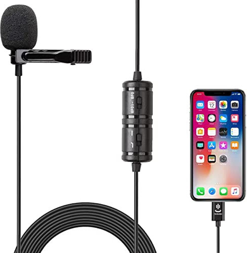 Lavalier Lapel Microphone for iPhone(6 Meters),Professional Omnidirectional Condenser Video Recording Microphone Mic Compatible with iPhone 5/6/7/8/11/12/X/XS/XR/SE/iPad