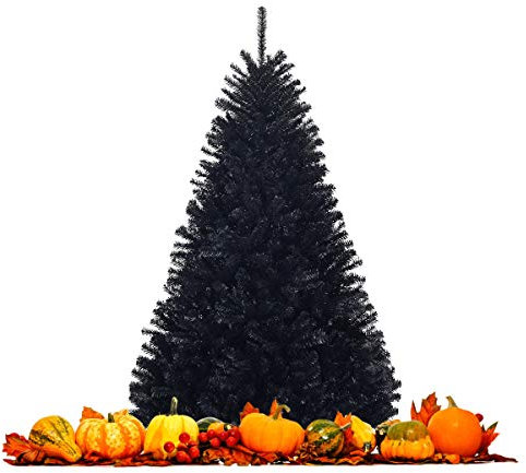 RELAX4LIFE 180 cm Künstlicher Weihnachtsbaum schwarz, Christbaum mit 1036 Spitzen und Metallständer, Tannenbaum für Zuhause, Büro, Schule, Geschäfte
