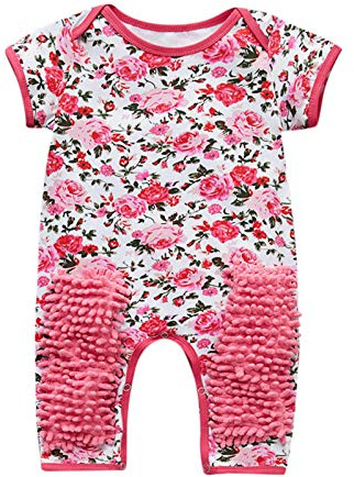 Stormdoing Grenouillère à manches longues pour bébé fille garçon combinaison motif floral design serpillière, rose, 80