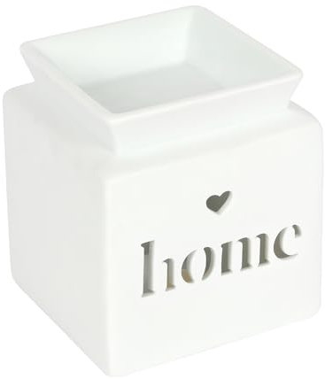 Dashing White Ceramic Home Cut Out Oil Burner - 11.5cm x 10.5cm (1 Pc.) - Luxurious Design, Premium Material, Aromatherapy Accessory - Ideal for Home & Office Decor