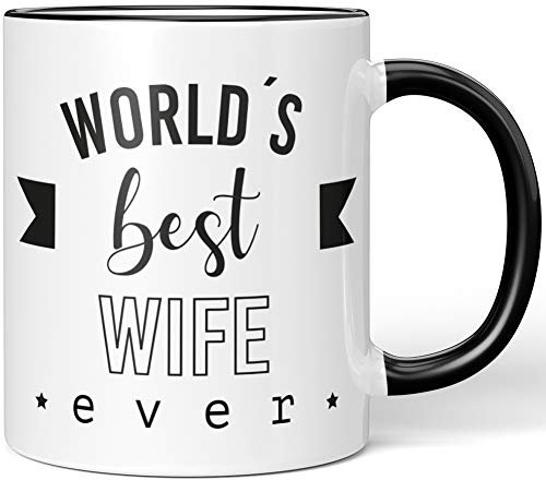 JUNIWORDS Tasse, World’s Best Wife Ever, Wähle Farbe, Schwarz