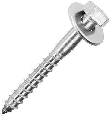 Sechskant-Holzschrauben 10x50 mm mit Unterlegscheiben M10 aus Edelstahl A2 (10 Stück) | DIN 571 & DIN 9021 - Schlüsselschrauben - Große Unterlegscheiben von MESAROS®