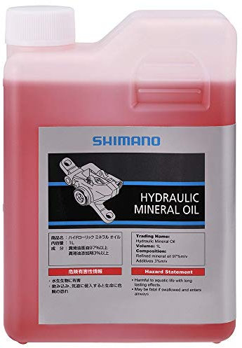 SHIMANO Unisex-Adult Hydrauliköl für Bremsen, 1 l, mineralisch RED Mineral BREMSÖL 1 LT, Schwarz, One Size