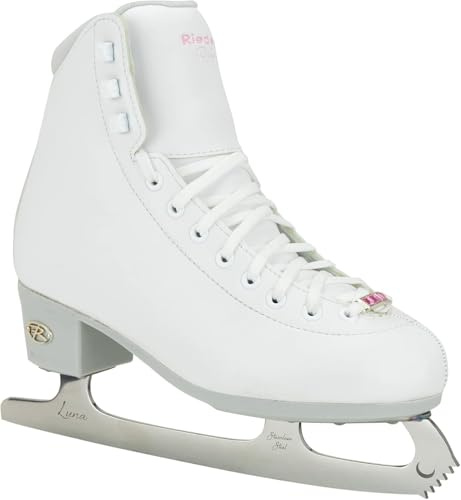 Riedell Ruby Adult Ice Skates for Women and Men - Figure Skates for Casual Skaters with Flexible Support, Ergonomic Toe and Lightweight Helios Outsole - White - 6