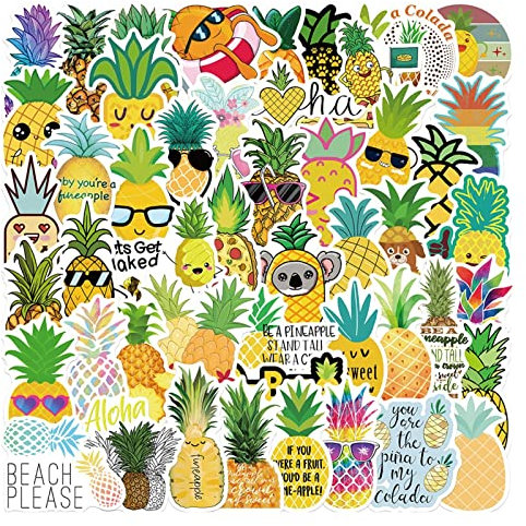 Aufkleber 50 Stücke Niedliche Cartoon Ananas Aufkleber Persönlichkeit Dekoration Koffer Notebook Wasserdichte Bewegliche Bewegung Keine Wiederholung (Color : 01)