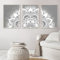 BDHcdfAJGf Graues Böhmen-Wandbild Achtsamkeitsgeschenk Mandala Poster abstraktes Blumenmuster Leinwand Gemälde weißes Yoga-Bild Raumdekoration 50 x 70 cm x 3 ungerahmt