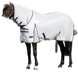 Weatherbeeta Comfitec Essential Mesh II Combo Hals Pferdedecke (140cm) (Weiß/Weinrot/Grau)