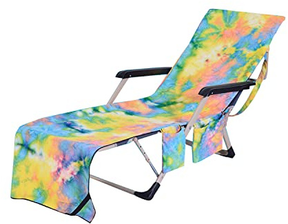 LIKEUDO Tragbare Abdeckung für Sonnenliegen, für Pool, Strand, Sonnenliege, Taschen, Mikrofaser-Handtuch, schnell trocknende Abdeckungen (gelb)