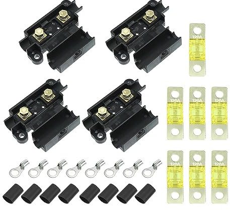 X AUTOHAUX 120A Fusible Trousse 4 ANS Supports 7x120 AMP Fusibles pour Voiture Double Batterie