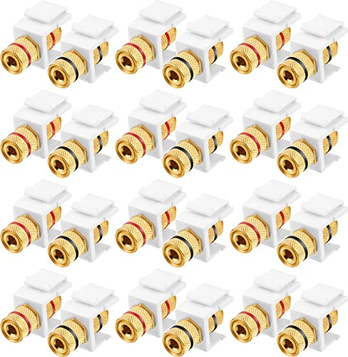 Banana Jack Bindepfosten Keystone Jack Einsatz, Schwarz und Rot Ringe Audio Lautsprecher Keystone Stecker Schraubtyp Inline Kupplung für Wandplatte Steckdose Panel (24 Stück)