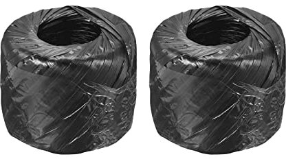 MECCANIXITY Lot de 2 ficelles en plastique et polyester nylon pour emballage, jardinage, travaux manuels, longueur totale de 300 m, noir