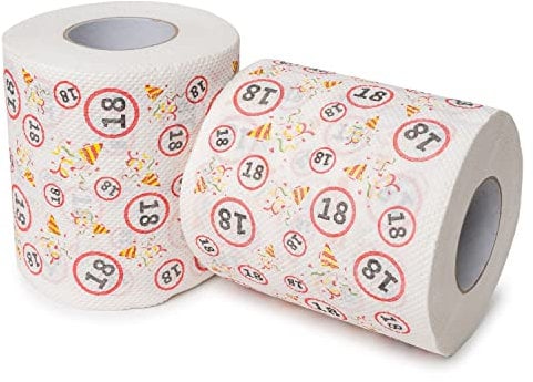 Papier toilette Happy Birthday, pour le 18e anniversaire, 2 rouleaux, décoration de fête et emballage cadeau, papier toilette à thème amusant, Fun Toilet Paper