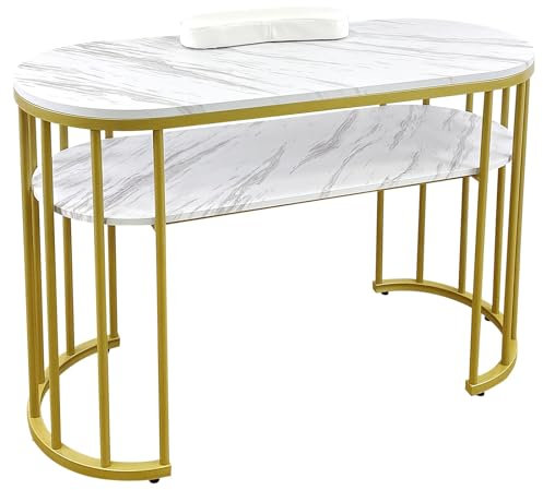 EBANKU Manicure Table - Professional Salon Nail Station With Pillow - White