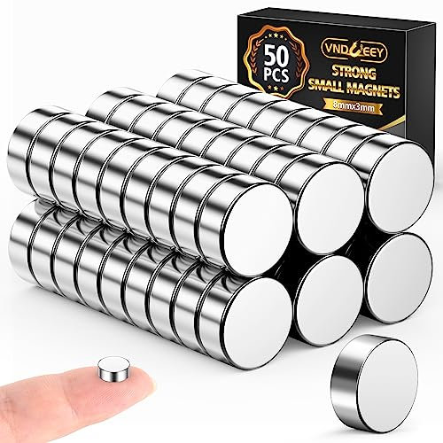 VNDUEEY 50 Stück Magnete Stark, 8x3mm Magnete, Magnet Klein, Mini Neodym Magnet Ideal für Büro, Lagerregal, Magnetwand, Werkstatt, Forschung, Basteln, Pinnwand, Zuhause, Bildung, Basteln