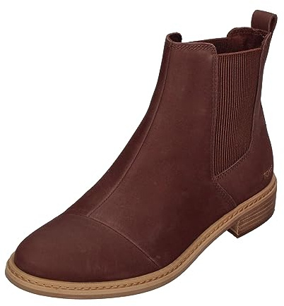 TOMS Charlie Leather Women's Chestnut Heeled Chelsea Boots