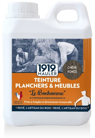 1919 by MAULER Teinture bois - Chene Foncé 1l : teinte + protège idéalement meuble et bois intérieur - Le Bonhomme