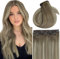 Fshine Clip in Extensions Eechthaar, 40cm 50g 3 Stücke Haarverlängerun Echthaar Extensions Clip in Haarteile Balayage Aschbraun bis Platinblond Farbe 8 8 613