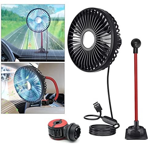 Ymenow 5V 1A Car Headrest Fan, Upgraded Portable Cooling Car Seat Fan USB Fan Car Rear Seat Fan 360° Rotation Cooling Car Fan Desk Fan with 3 Speeds Strong Wind for Dash Car Backseat Home Office