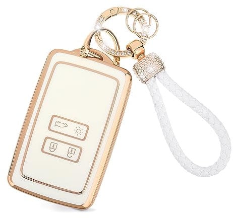 Autoschlüssel Hülle Cover Kompatibel für Renault Arkana Clio Koleos Megane Duster Kadjar Talisman Captur Espace Dacia 4 Tasten Auto Schlüssel Schlüsselcover TPU Schlüsselhülle mit Schlüsselanhänger