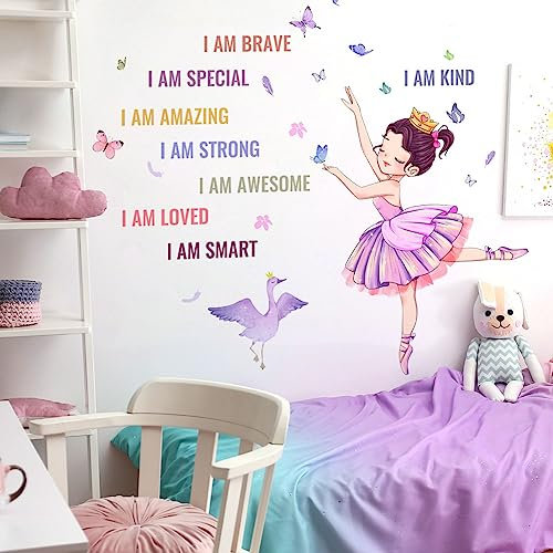OOTSR Ballett-Mädchen-Wandaufkleber, inspirierende Mädchen, Heimdekoration, Wandaufkleber, Prinzessinnen-Wandaufkleber, Kinderzimmer, Schlafzimmer, Arbeitszimmer, Tanz, Klassenzimmer, Wanddekoration