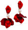 TOFBS Ohrringe Damen Elegant Tropfen Statement Quaste Blumen Ohrringe Rosenblüten Ohrringe Baumeln Blumen Ohrringe Schmuck Zubehör (Rot/Kurz)