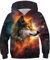 Goodstoworld 3D Pullover Kinder Wolf Druck Jungen Pulli Mädchen Hoodie Sweatshirt Kinder Galaxi Kapuzenshirt Kapuzenpullover Coole Lustig Pulli 12-13 Jahre