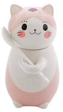 Xfeyaqlo Tasse Cappuccino 300ml, Tasse Chat, Tasse Expresso Porcelaine, Convient pour La Maison, Le Bureau, Est un Bon Choix de Cadeau (Rose)