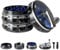 Clear Top Herb Grinder Metal Large 2.5'' Large 4-Part, Aluminum Alloy Spice Grinder with Foldable Handle,Pollen Scraper and Cleaning Brush (Black Blue)