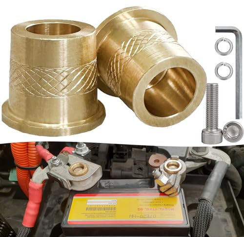 Niteguy 580 Short Brass Post Adaptor, Battery Terminal Charging Posts, M6 Battery Post Adapter (+/-) For M6 Top or Side Terminal Charging Posts, Pack of 2