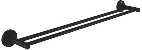 GROHE Start, Doppel-Handtuchhalter (für 2 große Handtücher, 65cm breit, Bohrabstand 60cm, inkl. Dübel und Schrauben, verdeckte Befestigung), rund, schwarz, 412032430