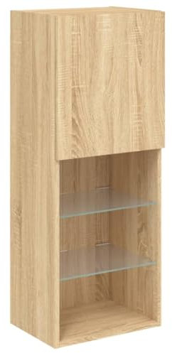 vidaXL TV Schrank, Fernsehschrank mit LED-Leuchten, Lowboard HiFi Schrank mit viel Stauraum, Wandmontage Fernsehtisch TV Möbel, Sonoma-Eiche