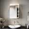 SIRHONA Armoire Miroir Salle de Bain avec 3 Couleurs de Lumière Réglables et Anti-Buée, Charnière Sans Fil, 38 x 60 x 14cm