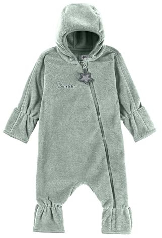 Sterntaler Baby Overall Fleece Unisex - Jumpsuit aus Microfleece Stickerei, Reißverschluss, sowie Hand- und Fußstulpen - steingrün, 56