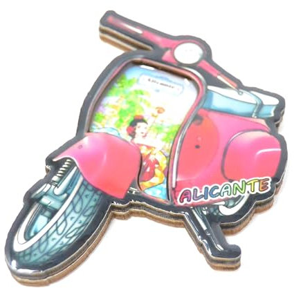 BETTER WITH FRIENDS Motorbike magnet Alicante Altea Benidorm Santa Pola. Fridge magnet. Spanish flamenco dancer. Flag of Spain. Polka dot dress with pericon figure. Sevillian fan