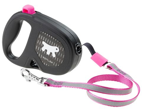Ferplast FLIPPY ONE REFLEX Reflective Extendable Dog Lead - Evening Walks - Bag Holder - Lock & Release Button - Ergonomic Design - Cord - Max 12 Kg - 4.5m, Purple