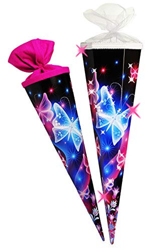 alles-meine.de GmbH personalisierte 3D LED Licht & Leucht - Schleife - verschiedenes Zubehör frei wählbar - passend für mit 3-D Effekt - Glitzer ! Schultüte - Bunte Schmett..