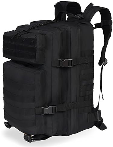 CINGHI LUSSO Zaino Militare Tattico 45 Litri Zaino da Viaggio Impermeabile Trekking Backpack da Uomo per Campeggio, Escursionismo, Pesca (Nero)