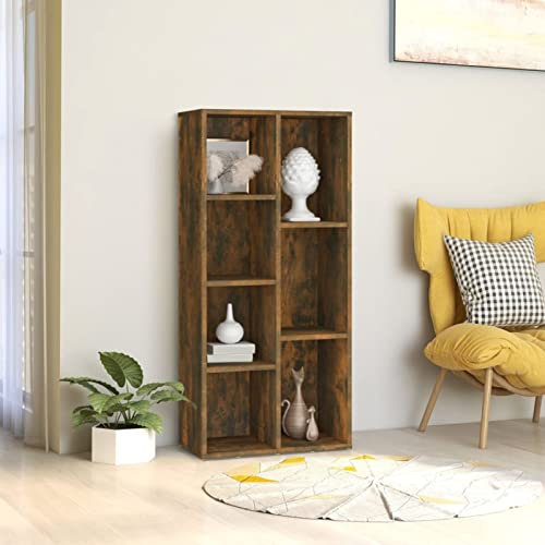 CIADAZ Bücherregal Räuchereiche, Raumteiler Regal, Standregal, Bookcase, Bücherwand, Büroregal, Regalbrett, Bookshelf, 50x25x106 cm