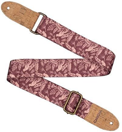 CASCHA Ukulele Gurt, vegan - Mauve Birds - Verstellbarer und komfortabler Ukulelengurt aus umweltfreundlichen Materialien, langlebig und stylisch, passt zu allen Ukulelen, ideal für alle Spieler