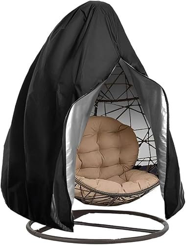 Housse Fauteuil Oeuf Suspendu, Housse Protection Imperméable Chaise Suspendues Extérieur Meubles Jardin, Pour Balancelle Jardin Extérieur Fauteuil Oeuf Fauteuil Suspendu (115x190cm 190D,Black)